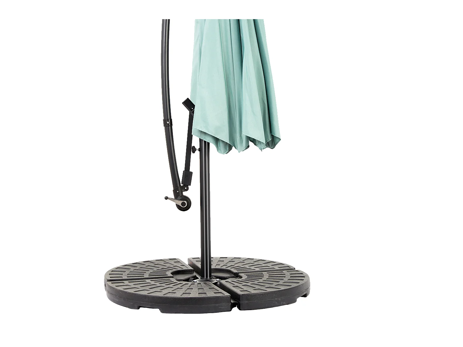 Parasol extérieur double face rectangulaire avec manivelle, structure en acier, vert clair (4.5x4.5x3m)