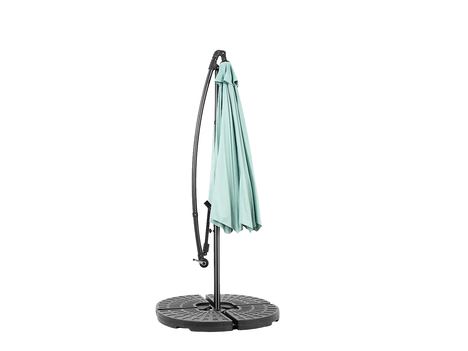 Parasol extérieur double face rectangulaire avec manivelle, structure en acier, vert clair (4.5x4.5x3m)