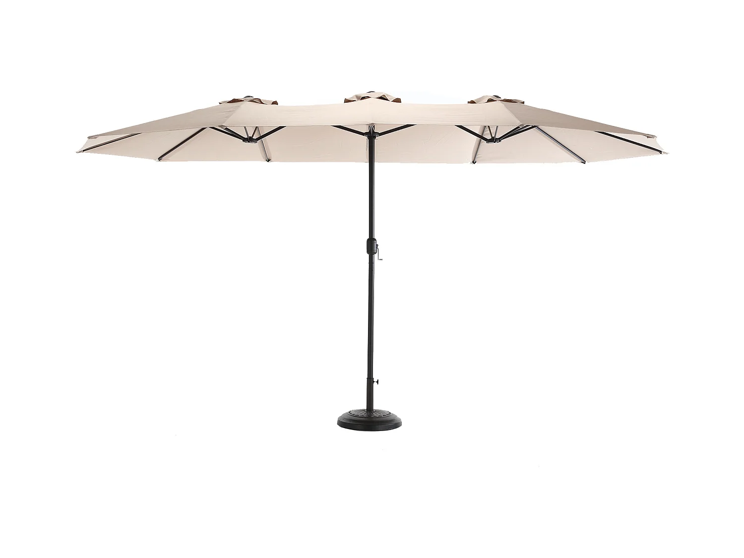 Parasol extérieur double face rectangulaire avec manivelle, structure en acier, kaki (4.5x4.5x3m)