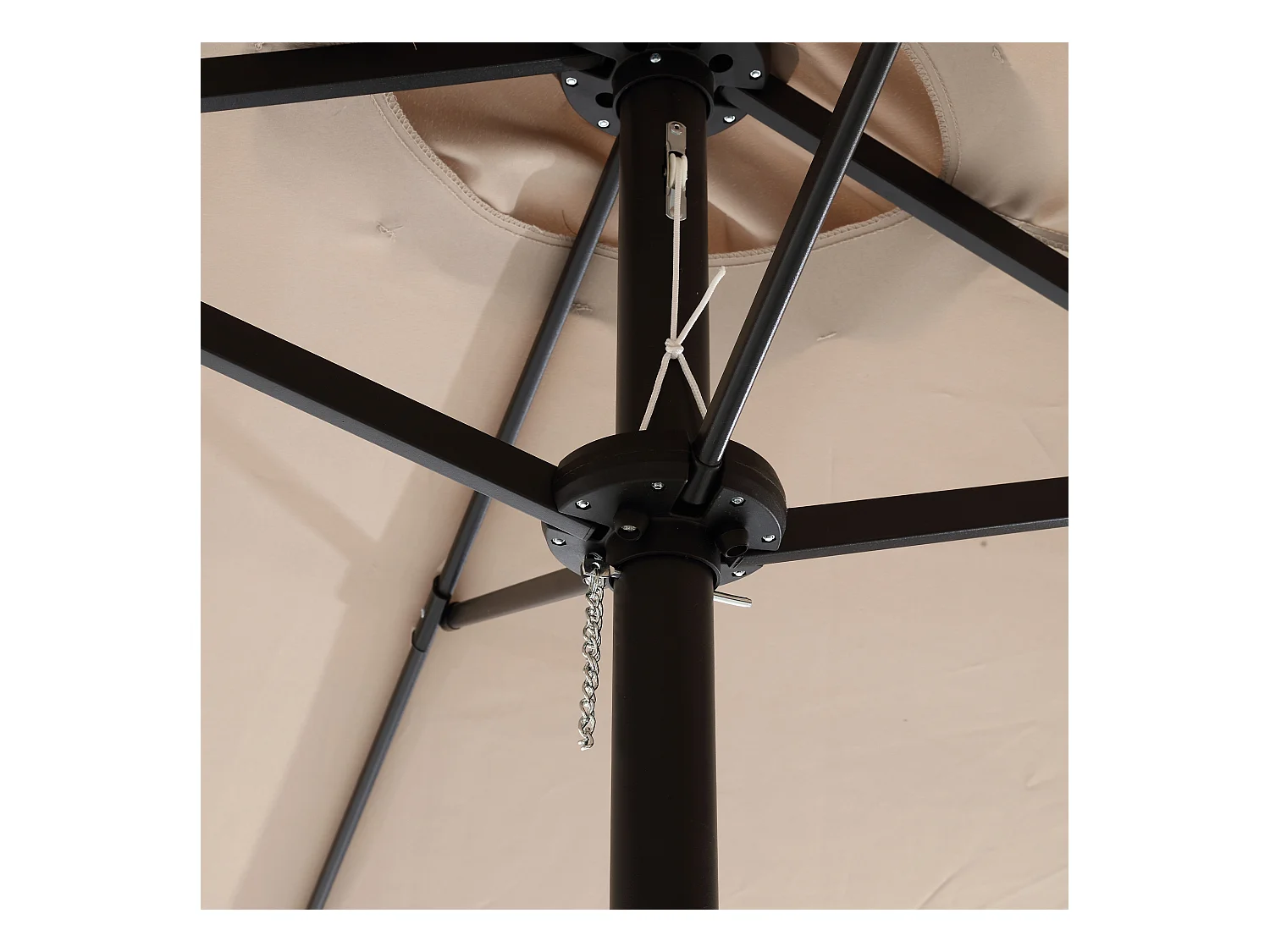 Parasol extérieur double face rectangulaire avec manivelle, structure en acier, kaki (4.5x4.5x3m)