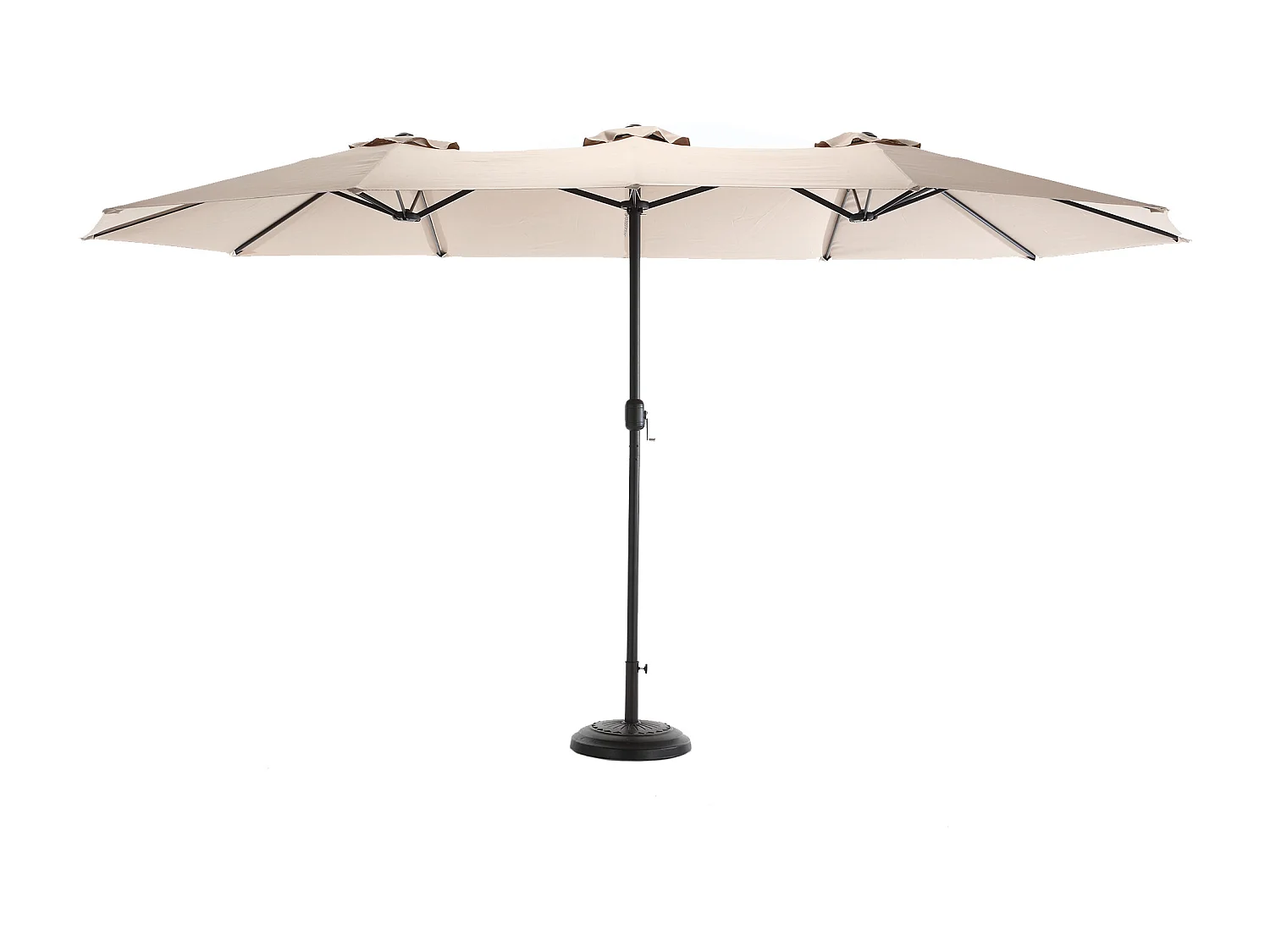 Parasol extérieur double face rectangulaire avec manivelle, structure en acier, kaki (4.5x4.5x3m)