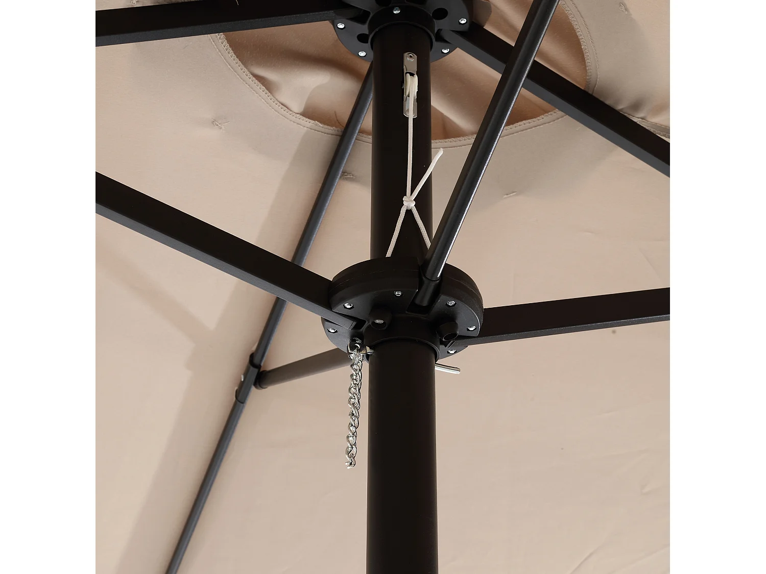 Parasol extérieur double face rectangulaire avec manivelle, structure en acier, kaki (4.5x4.5x3m)