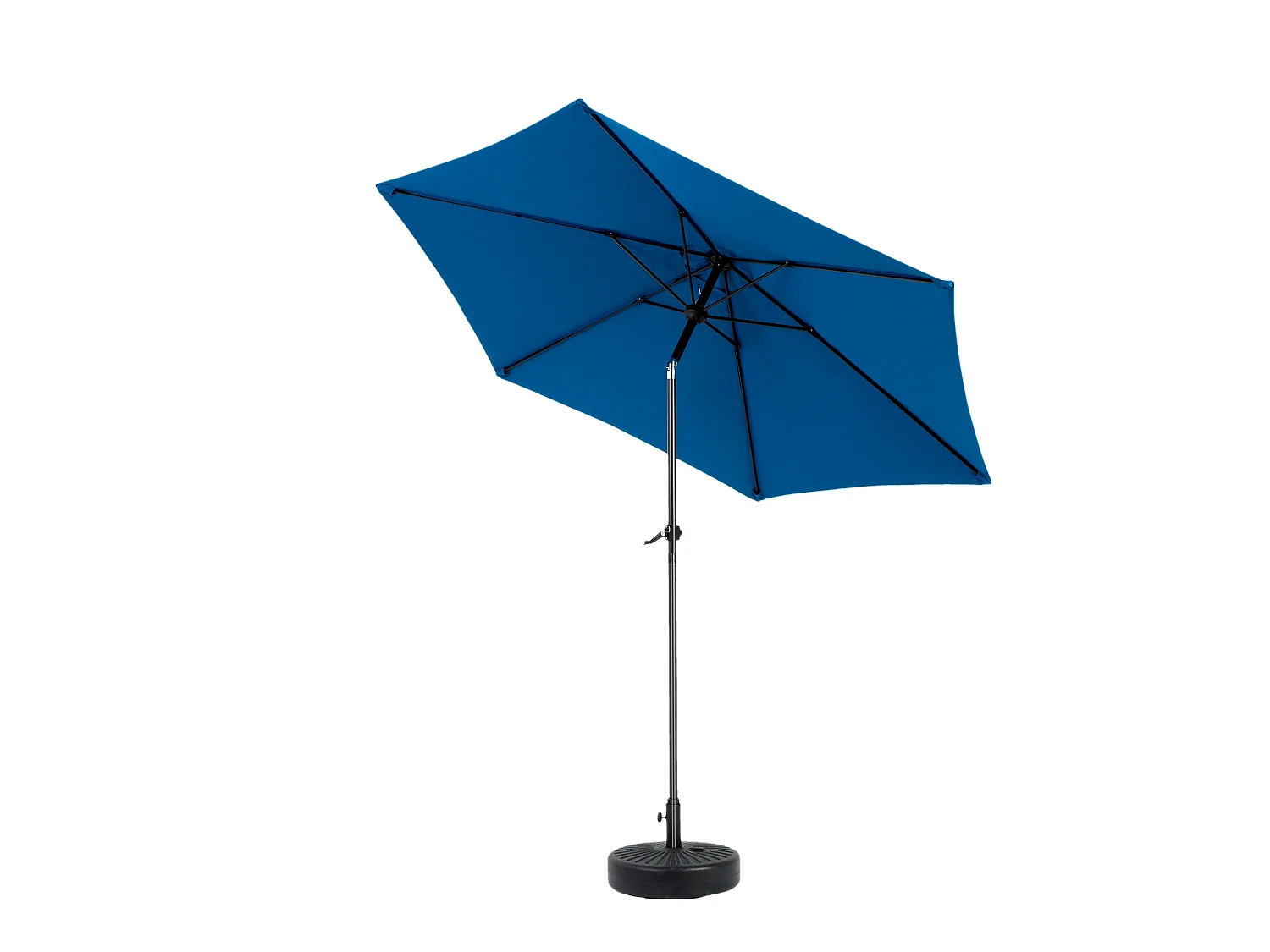 Ombrellone da esterno rettangolare bifacciale, con manovella, in acciaio, blu (274x213x200 cm)