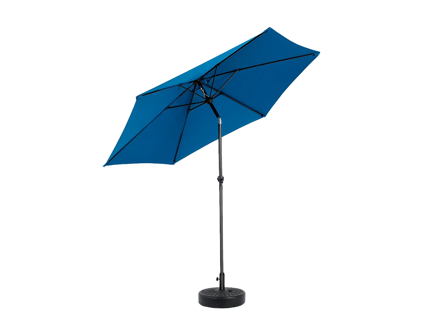 Ombrellone da esterno rettangolare bifacciale, con manovella, in acciaio, blu (274x213x200 cm)