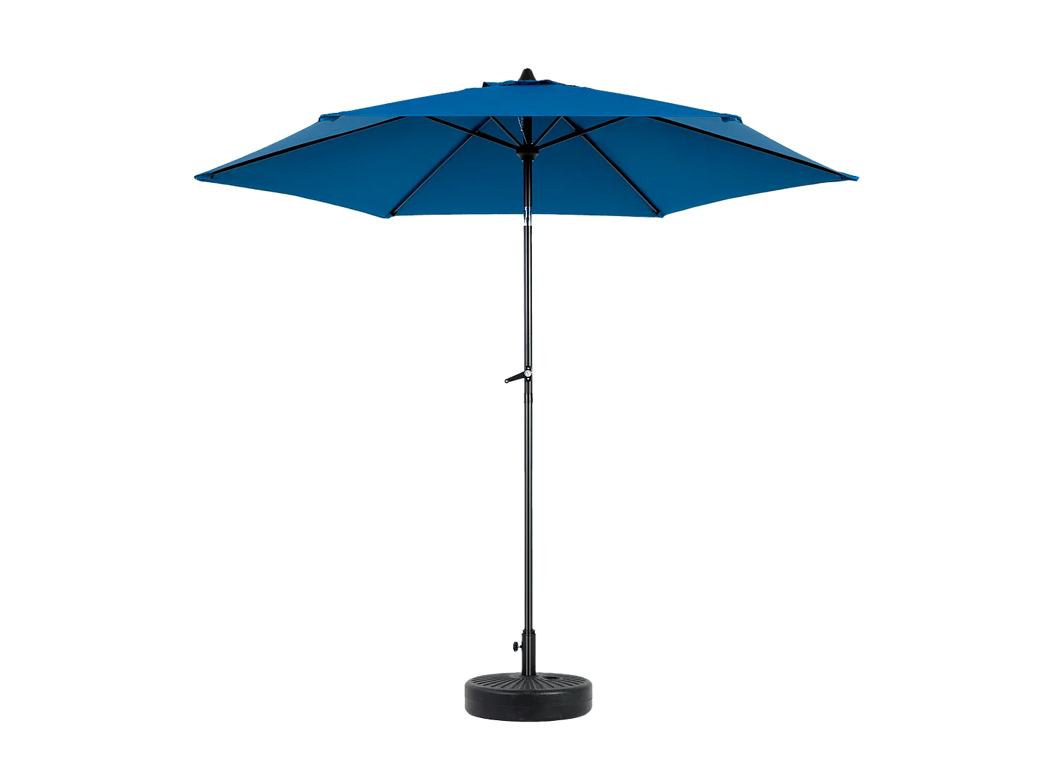 Ombrellone da esterno rettangolare bifacciale, con manovella, in acciaio, blu (274x213x200 cm)
