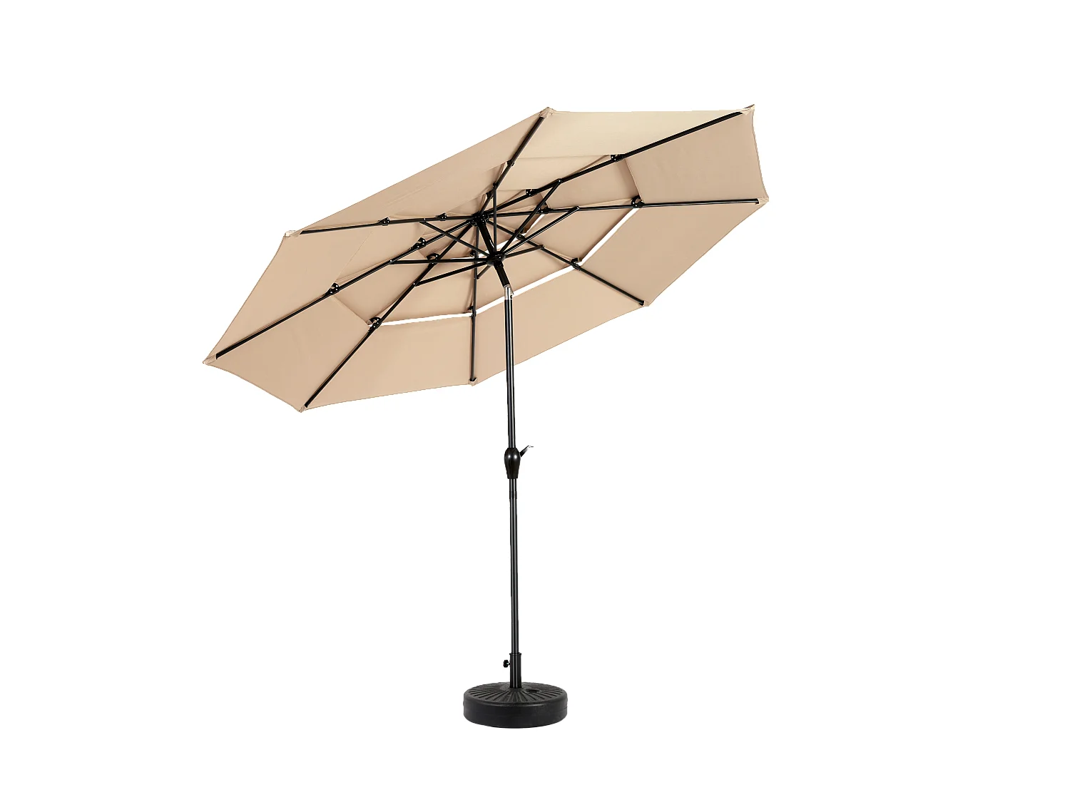 Parasol extérieur double face rectangulaire avec manivelle, structure en acier, kaki (4,5x4,5x3m)