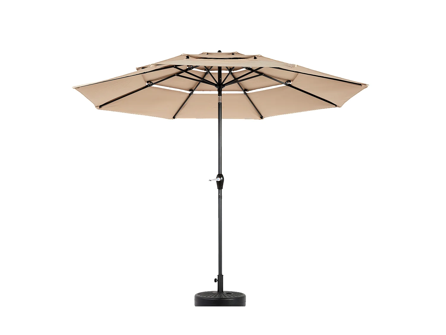 Parasol extérieur double face rectangulaire avec manivelle, structure en acier, kaki (4,5x4,5x3m)