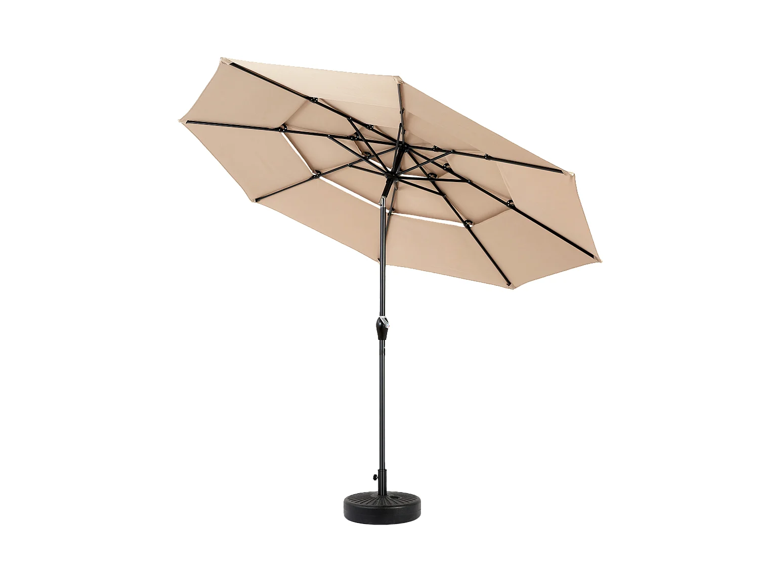 Parasol extérieur double face rectangulaire avec manivelle, structure en acier, kaki (4,5x4,5x3m)