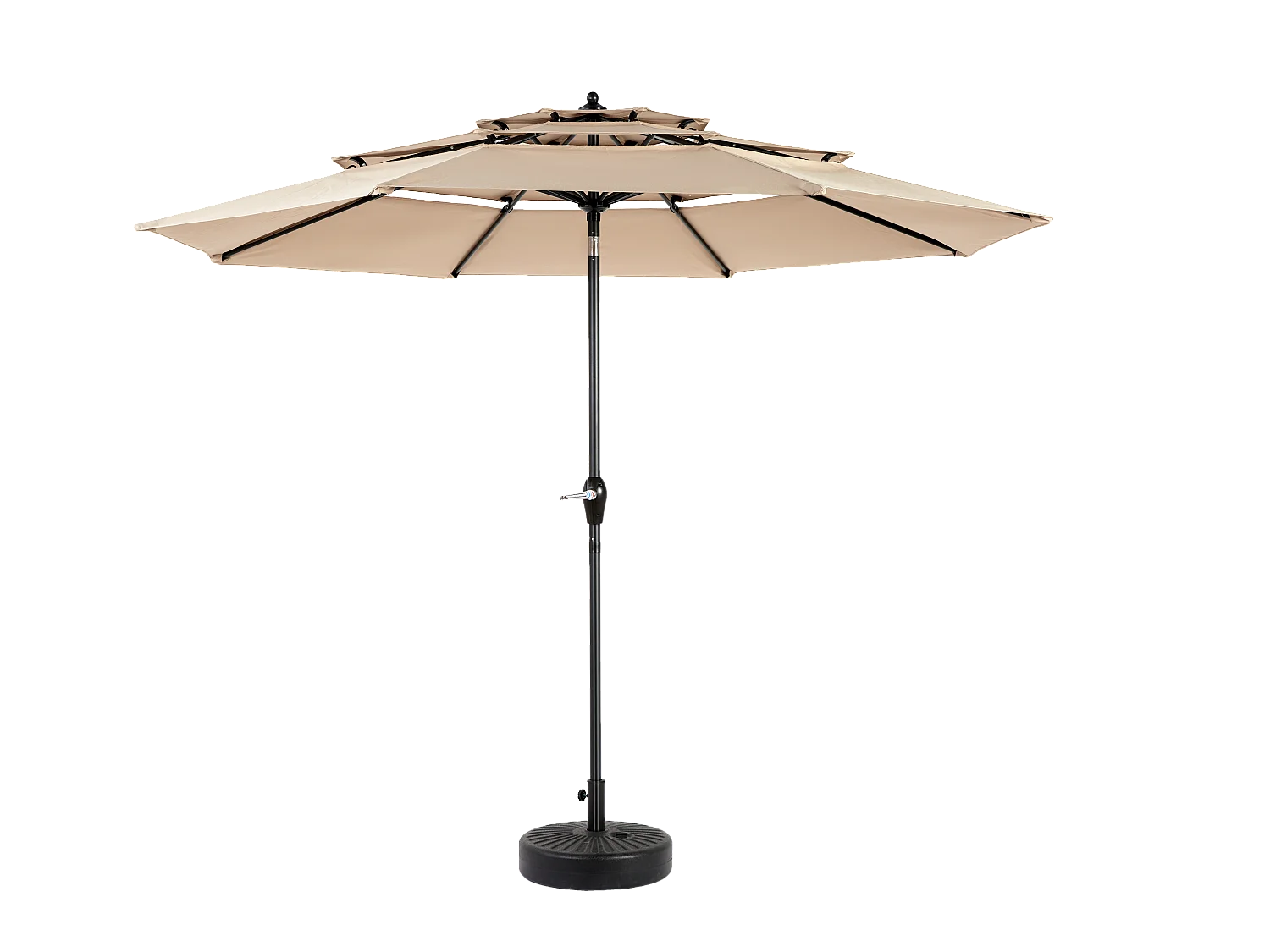 Parasol extérieur double face rectangulaire avec manivelle, structure en acier, kaki (4,5x4,5x3m)