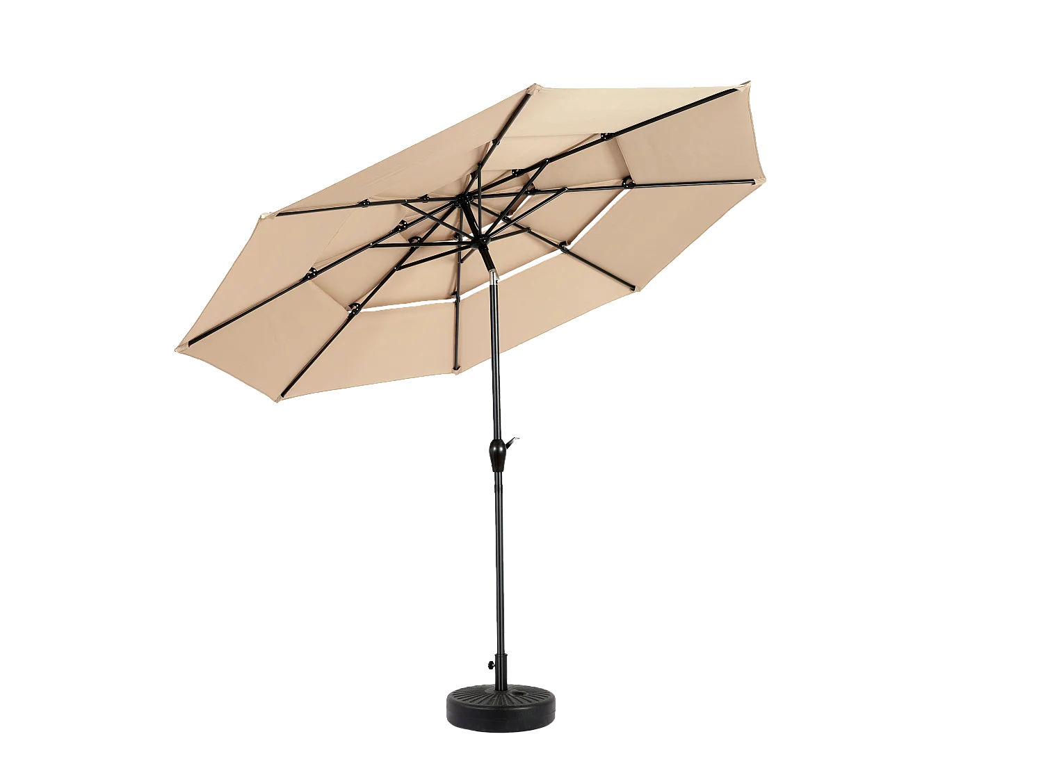 Parasol extérieur double face rectangulaire avec manivelle, structure en acier, kaki (4,5x4,5x3m)