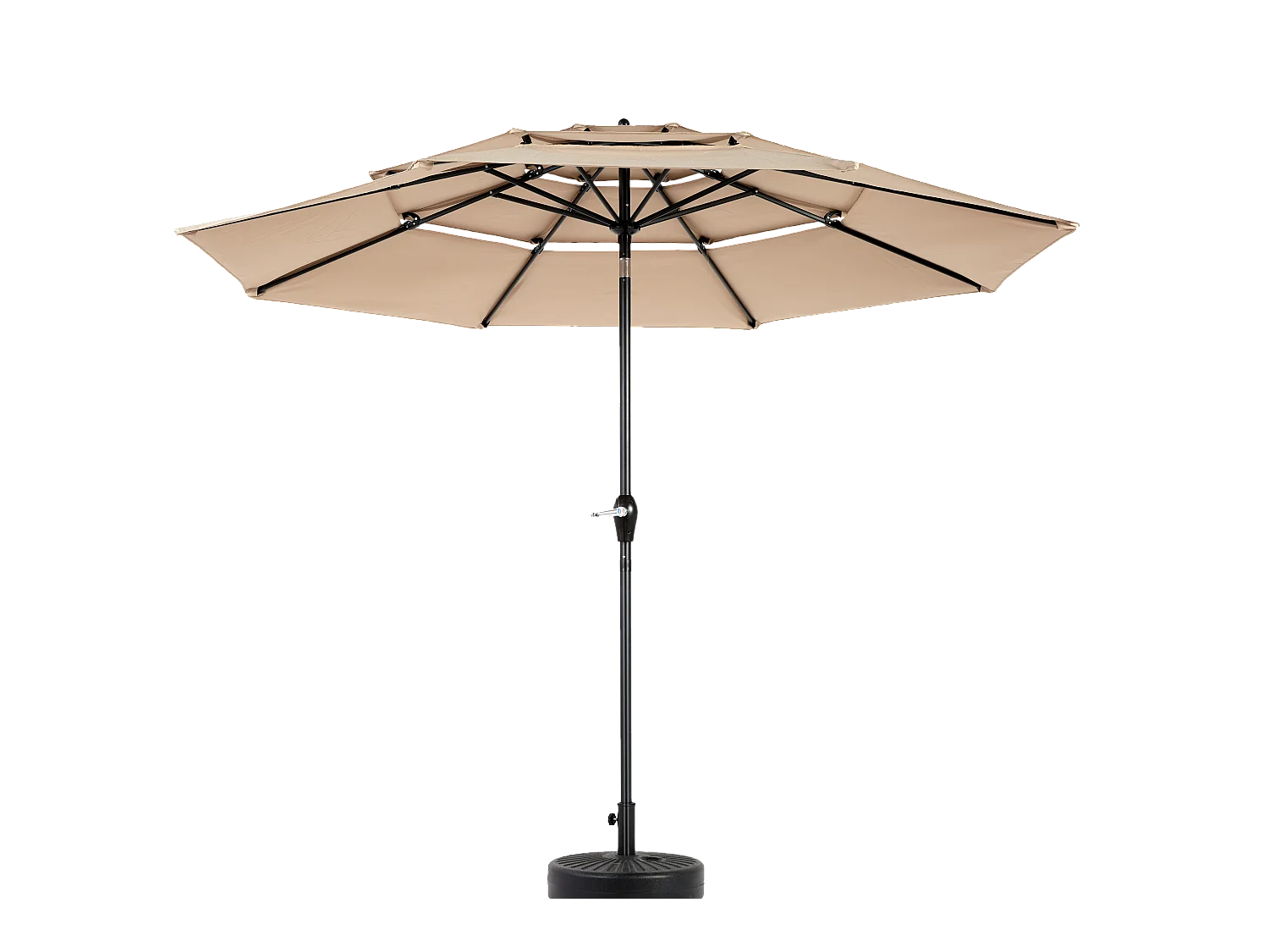Parasol extérieur double face rectangulaire avec manivelle, structure en acier, kaki (4,5x4,5x3m)
