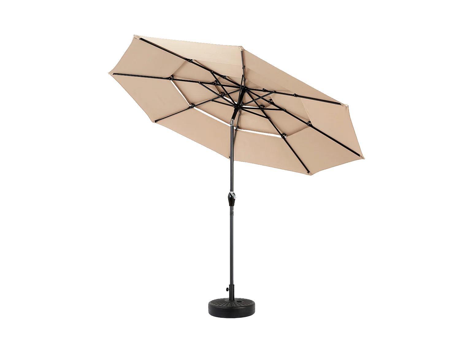 Parasol extérieur double face rectangulaire avec manivelle, structure en acier, kaki (4,5x4,5x3m)