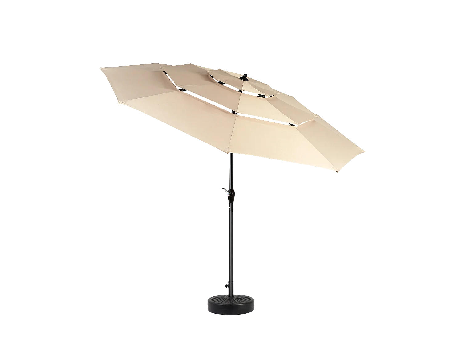 Parasol extérieur double face rectangulaire avec manivelle, structure en acier, kaki (4,5x4,5x3m)