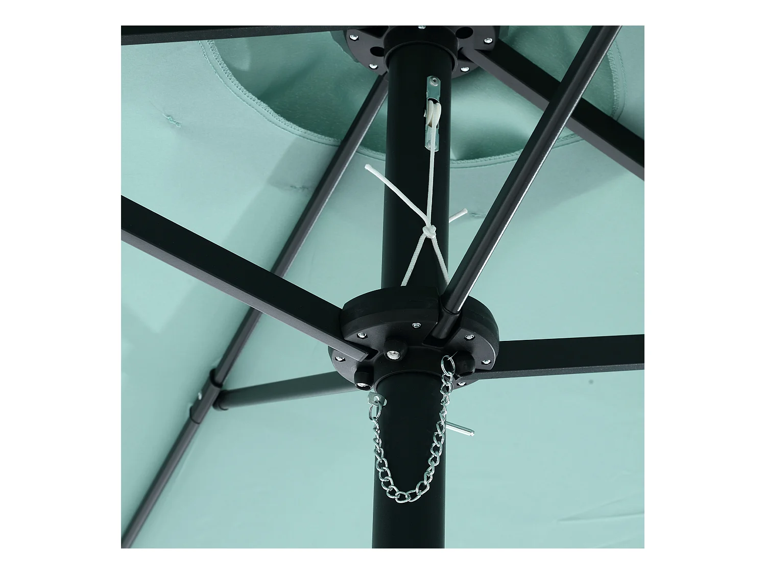 Ombrellone da esterno rettangolare bifacciale con manovella, struttura in acciaio, verde chiaro (4,5x4,5x3m)