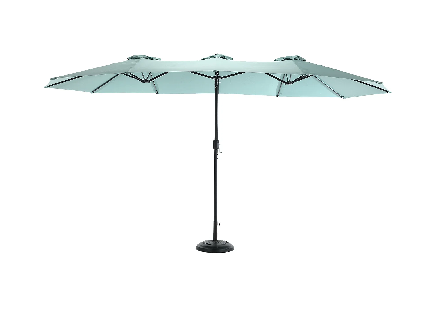 Ombrellone da esterno rettangolare bifacciale con manovella, struttura in acciaio, verde chiaro (4,5x4,5x3m)