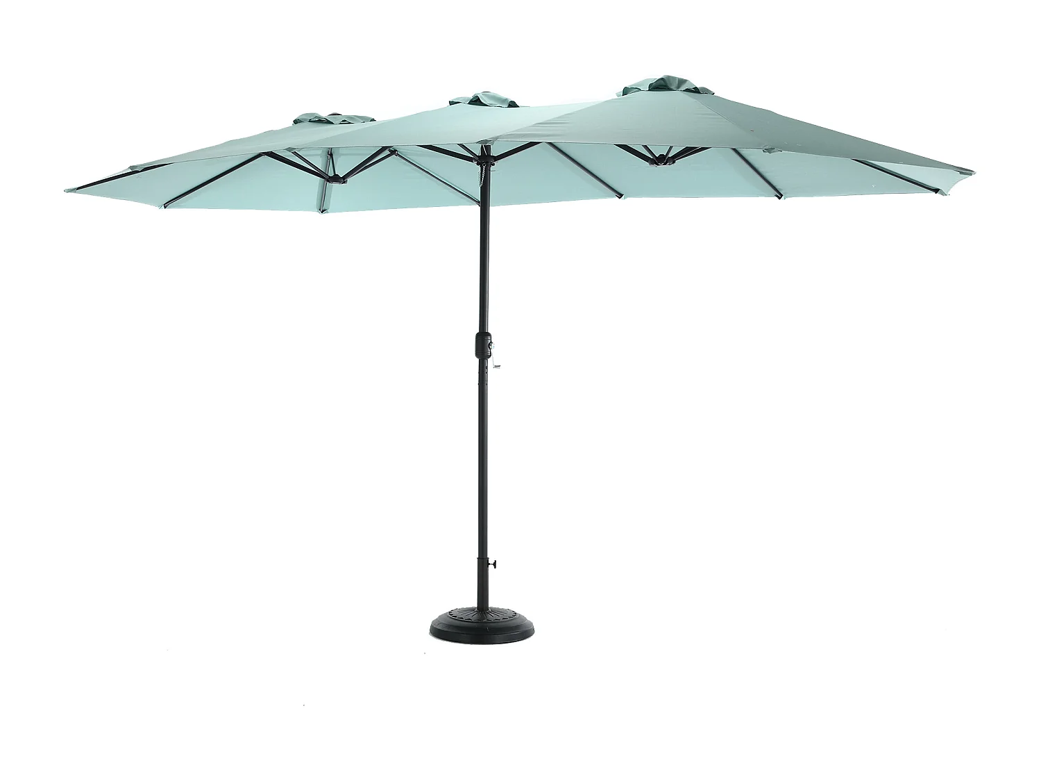 Ombrellone da esterno rettangolare bifacciale con manovella, struttura in acciaio, verde chiaro (4,5x4,5x3m)