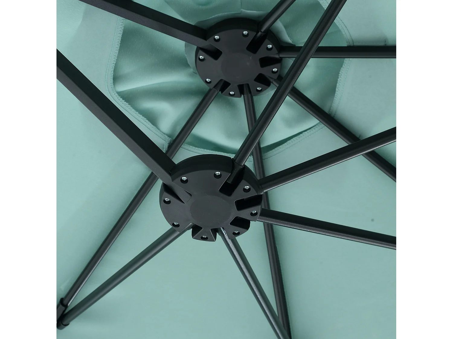 Ombrellone da esterno rettangolare bifacciale con manovella, struttura in acciaio, verde chiaro (4,5x4,5x3m)