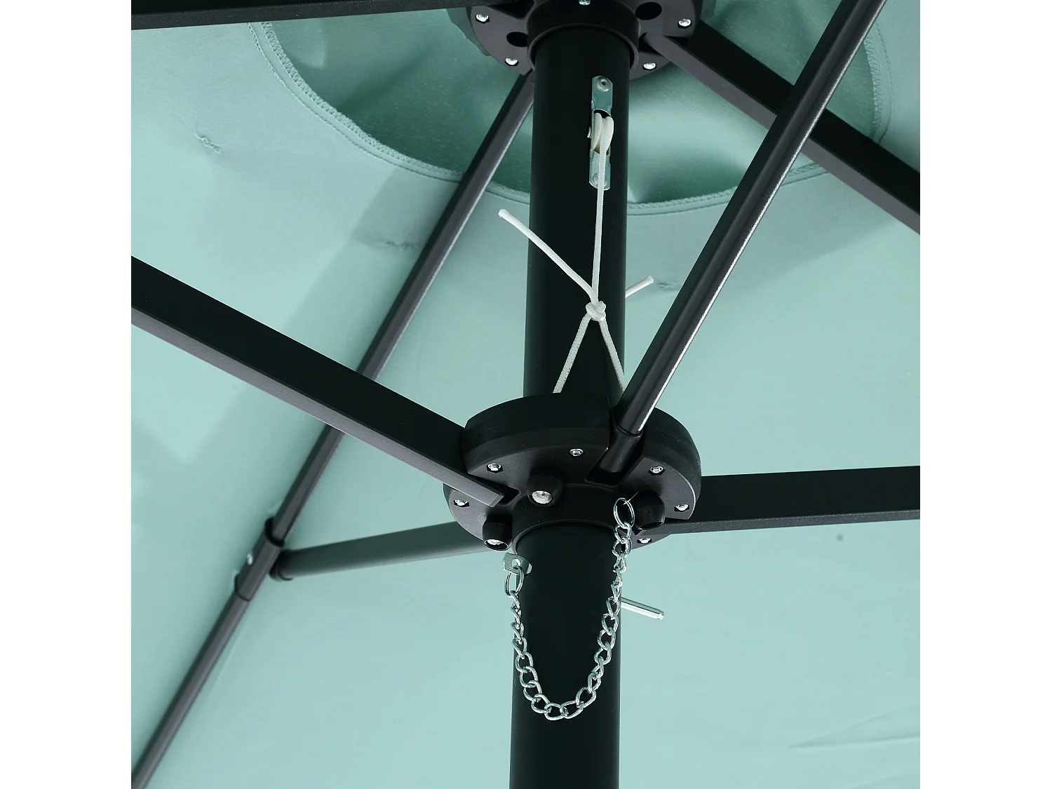 Ombrellone da esterno rettangolare bifacciale con manovella, struttura in acciaio, verde chiaro (4,5x4,5x3m)