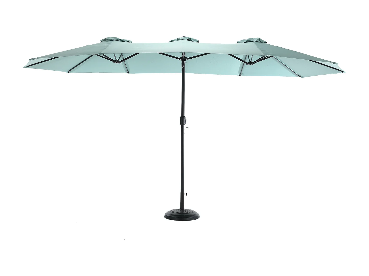 Ombrellone da esterno rettangolare bifacciale con manovella, struttura in acciaio, verde chiaro (4,5x4,5x3m)