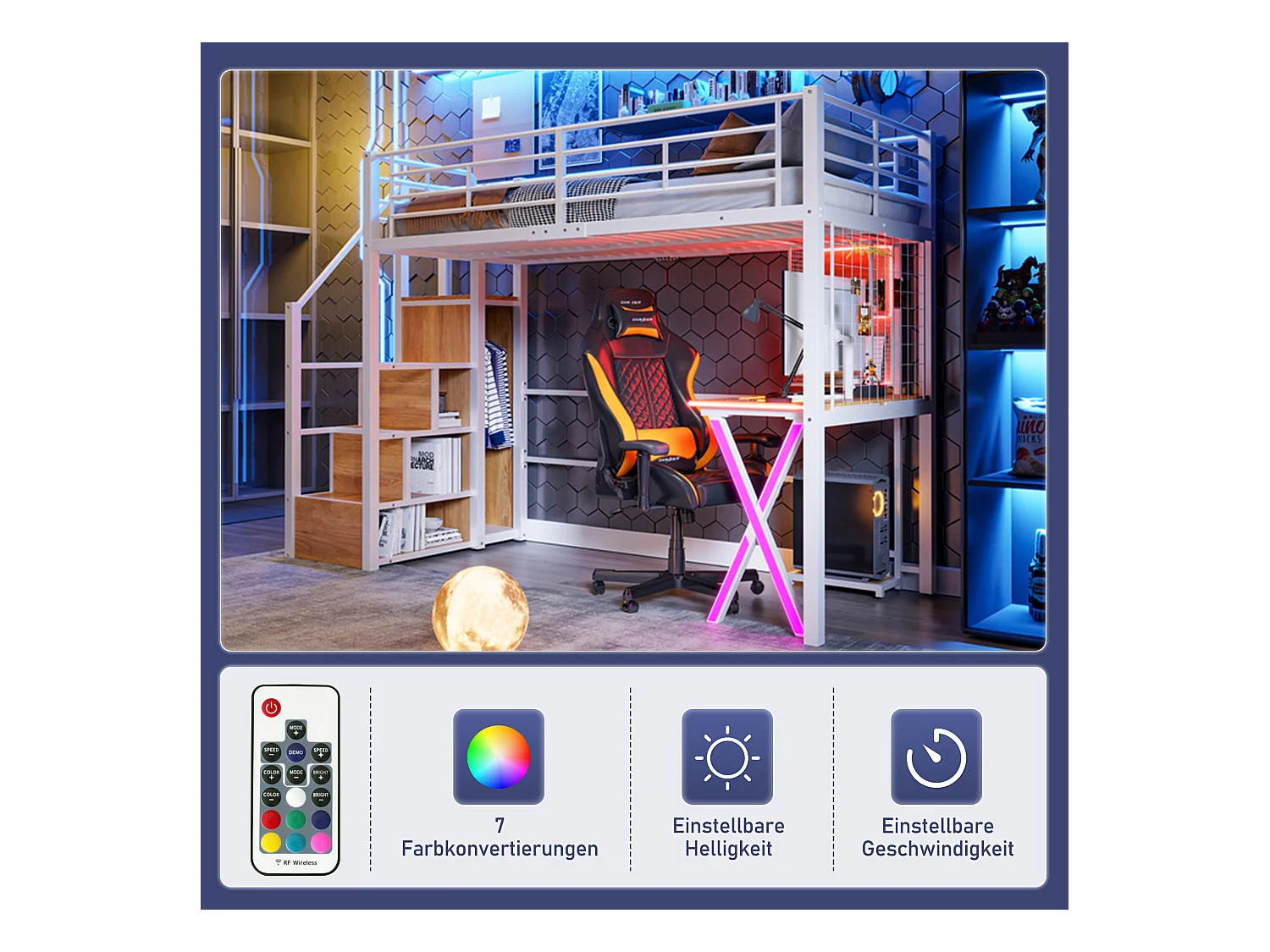 Parasol extérieur rectangulaire double face 14.8 ft avec manivelle, acier, bleu (450x275x200 cm)