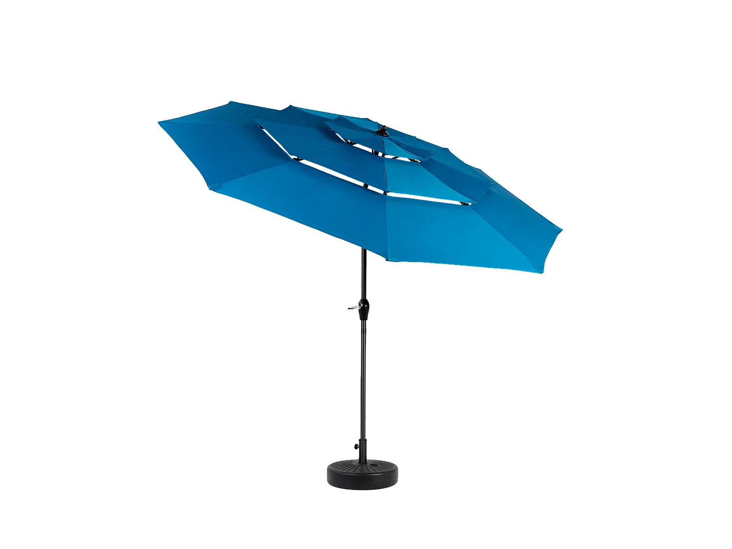 Parasol extérieur rectangulaire double face 14.8 ft avec manivelle, acier, bleu (450x275x200 cm)