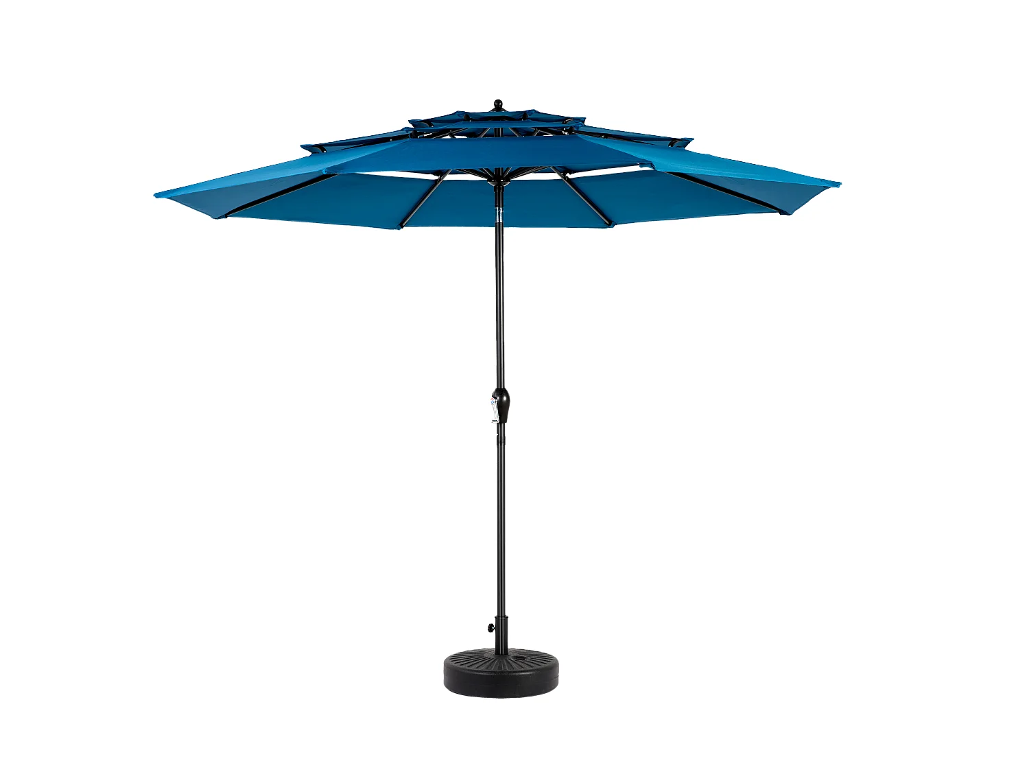 4,5 m rechthoekige dubbelzijdige parasol met zwengel, staal, blauw (450 x 275 x 200 cm)