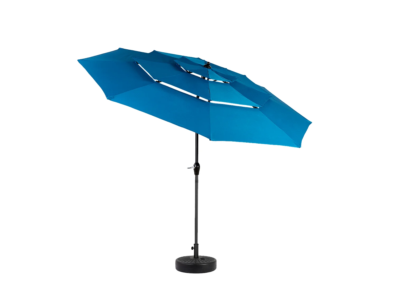 Parasol extérieur rectangulaire double face 14.8 ft avec manivelle, acier, bleu (450x275x200 cm)