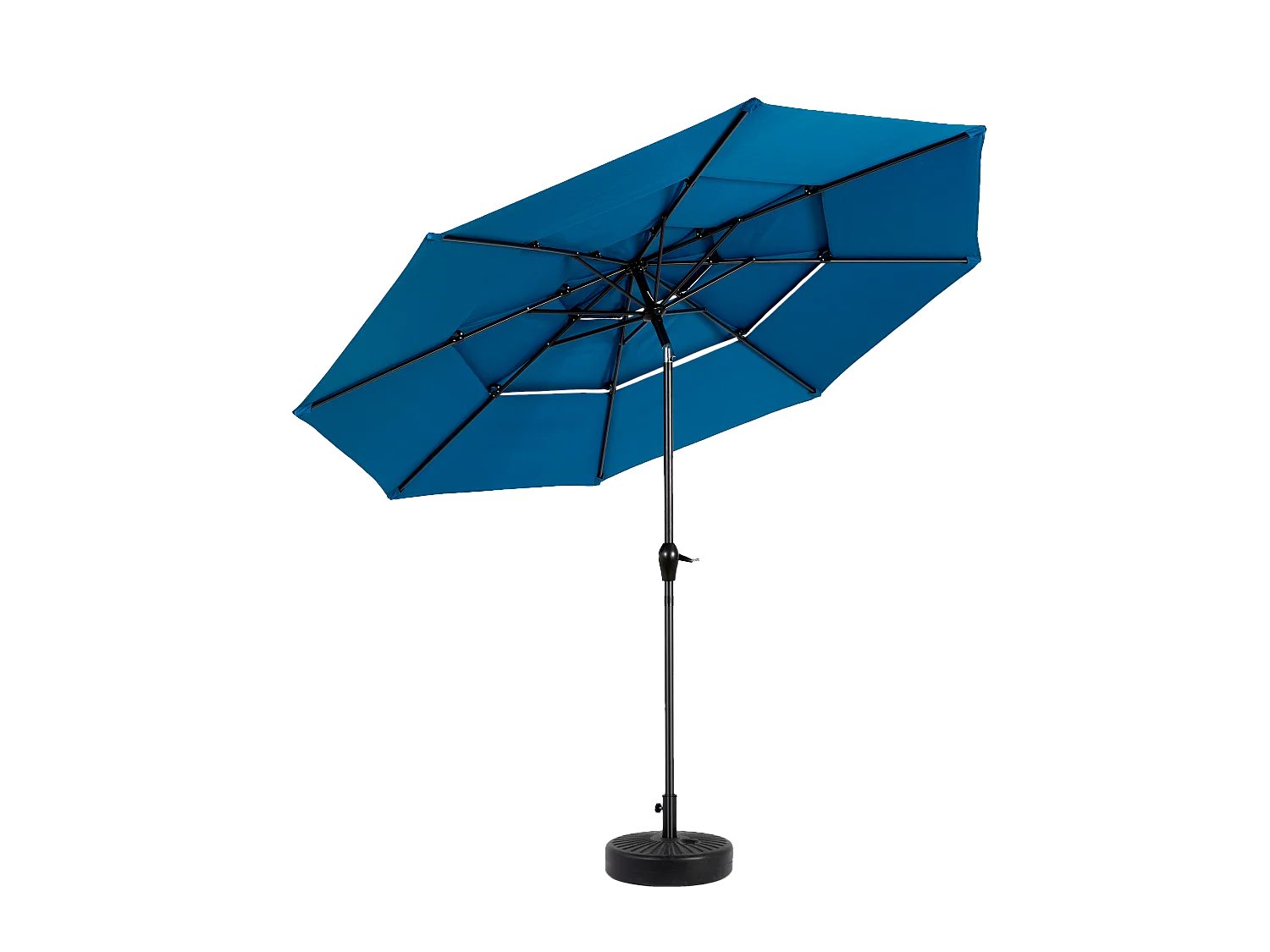 Ombrellone da esterno rettangolare bifacciale da 14,8 piedi con manovella, acciaio, blu (450x275x200 cm)