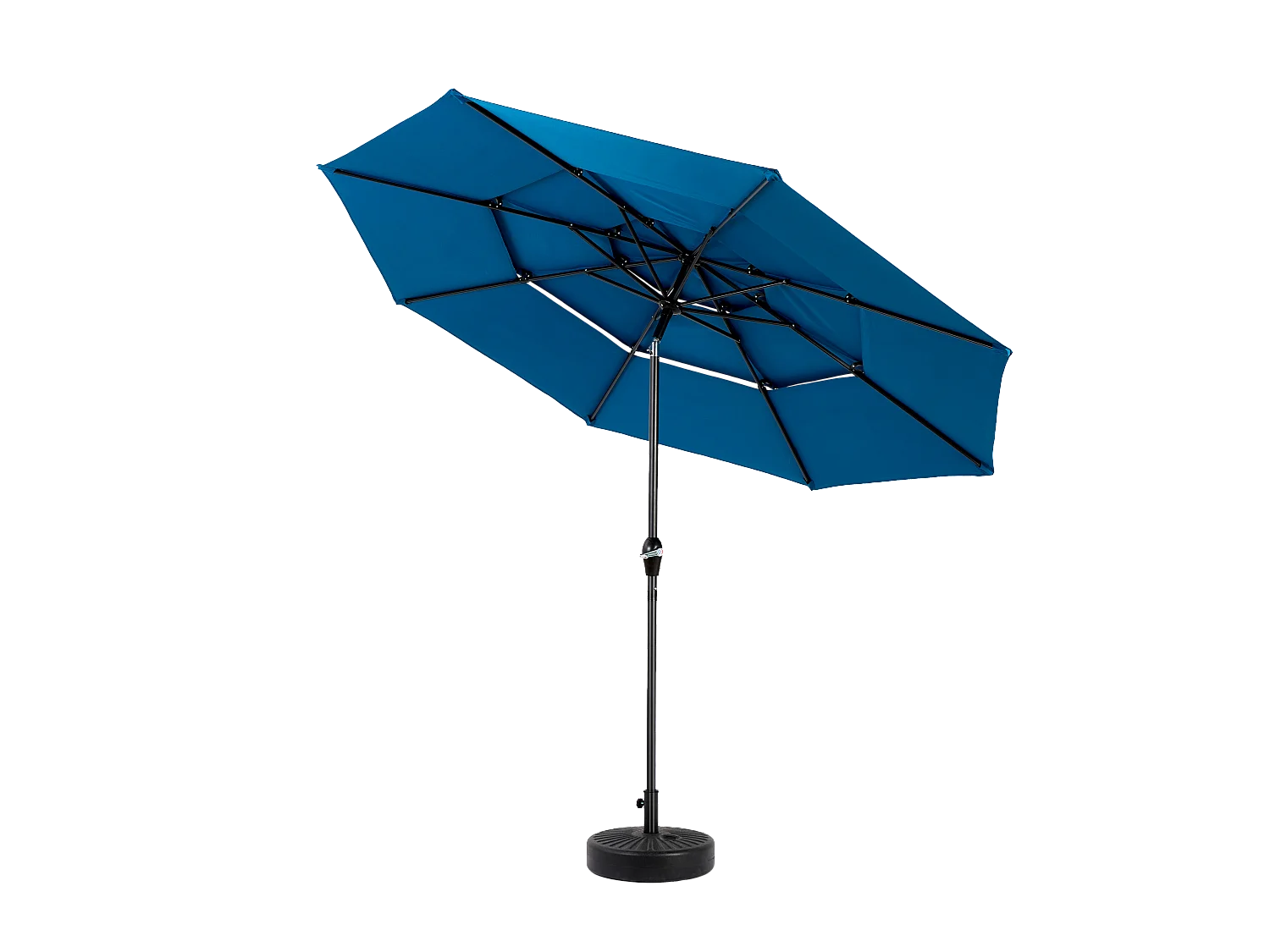 Ombrellone da esterno rettangolare bifacciale da 14,8 piedi con manovella, acciaio, blu (450x275x200 cm)