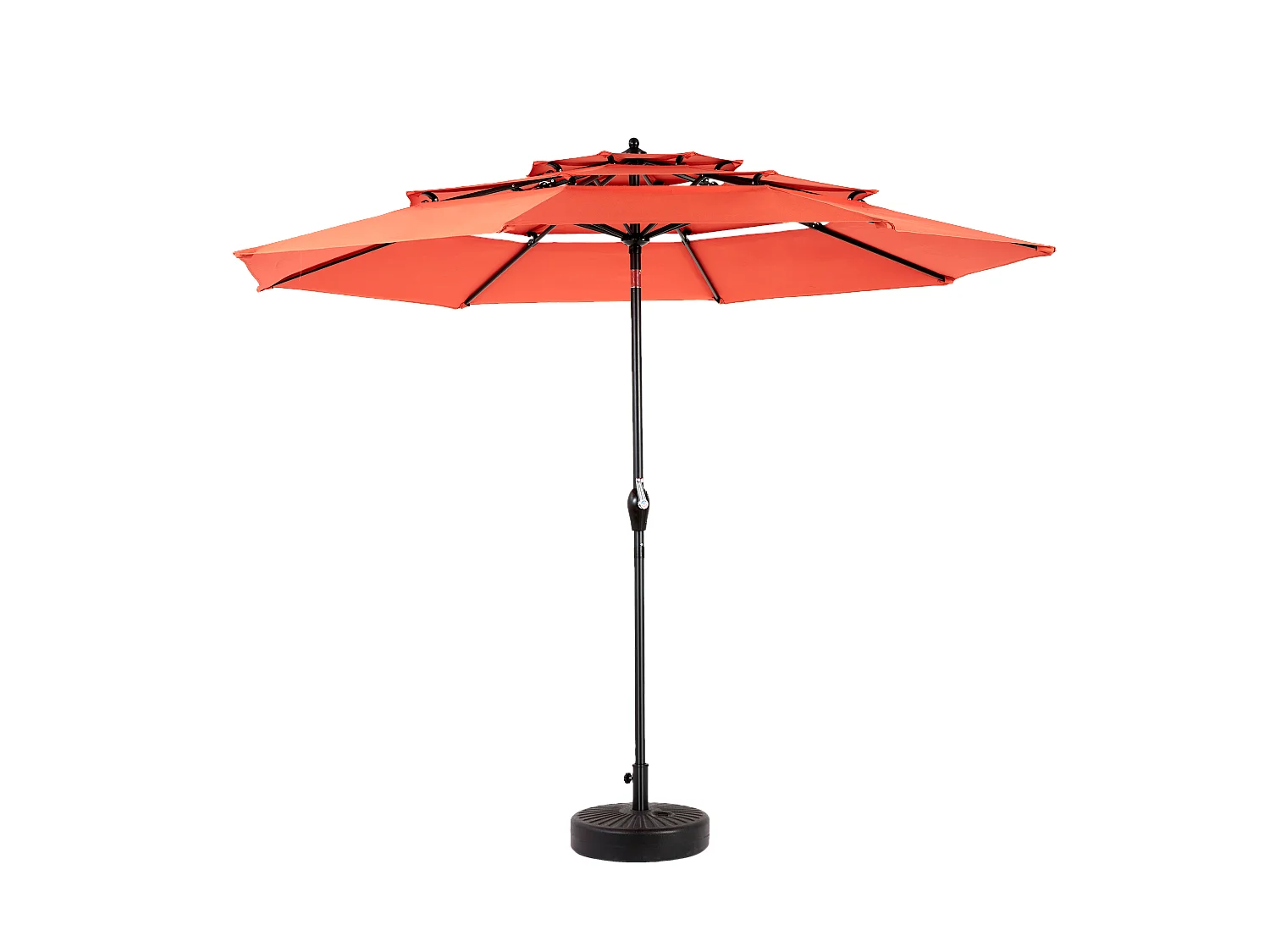 Parasol extérieur double face rectangulaire avec manivelle, structure en acier, orange (4,5x4,5x3m)