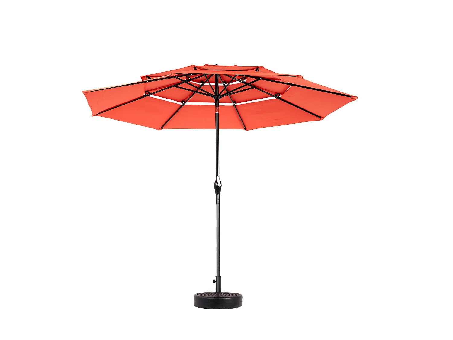 Parasol extérieur double face rectangulaire avec manivelle, structure en acier, orange (4,5x4,5x3m)