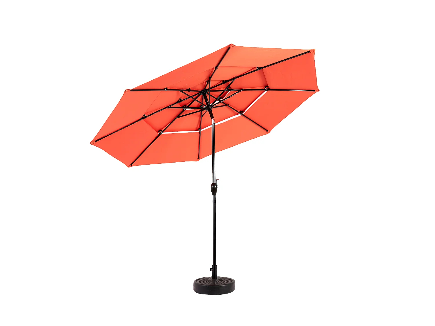 Parasol extérieur double face rectangulaire avec manivelle, structure en acier, orange (4,5x4,5x3m)