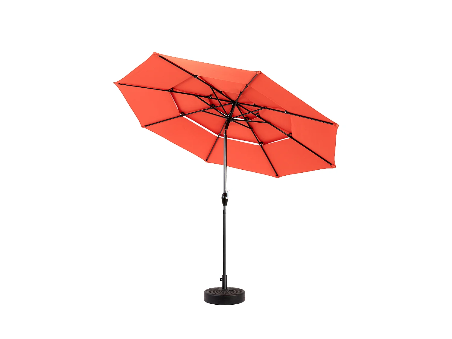 Parasol extérieur double face rectangulaire avec manivelle, structure en acier, orange (4,5x4,5x3m)