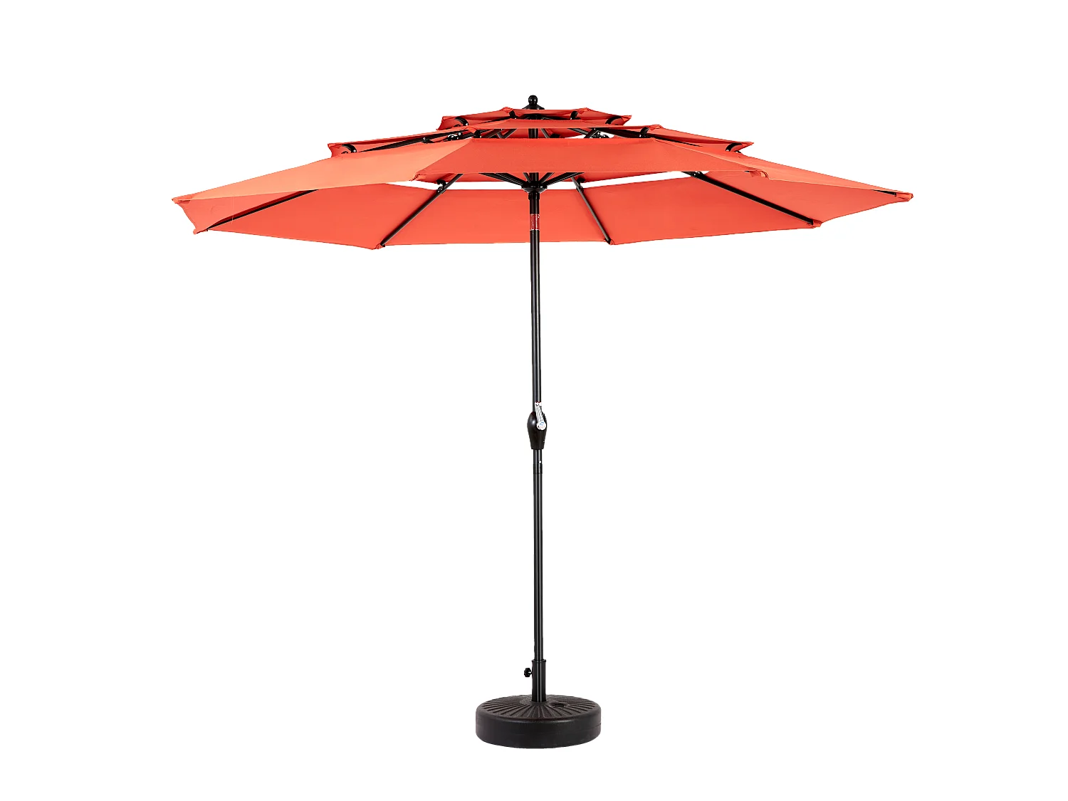 Parasol extérieur double face rectangulaire avec manivelle, structure en acier, orange (4,5x4,5x3m)