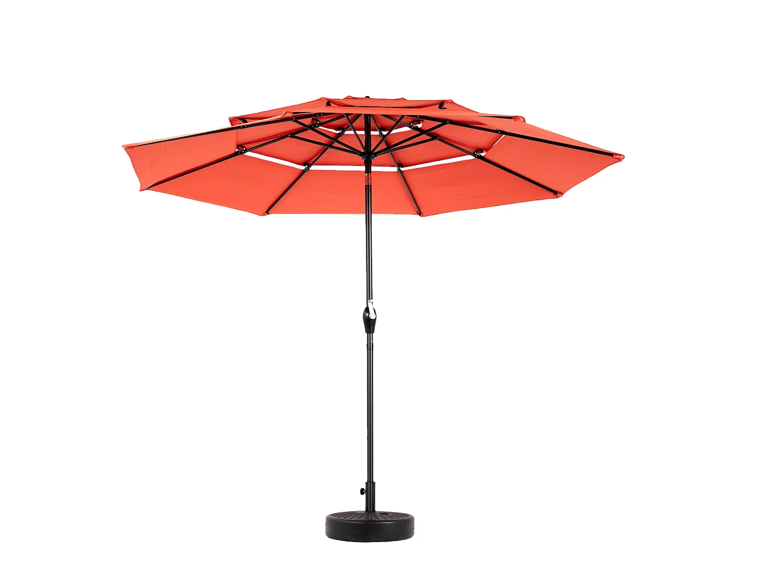 Parasol extérieur double face rectangulaire avec manivelle, structure en acier, orange (4,5x4,5x3m)
