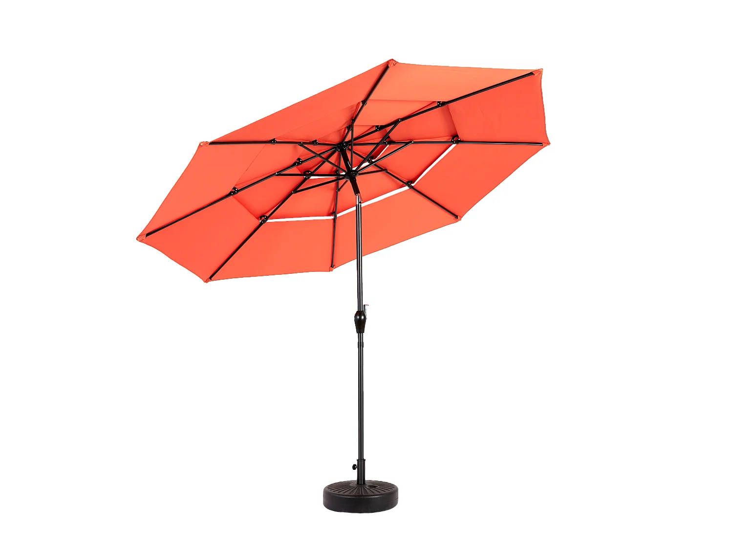Parasol extérieur double face rectangulaire avec manivelle, structure en acier, orange (4,5x4,5x3m)