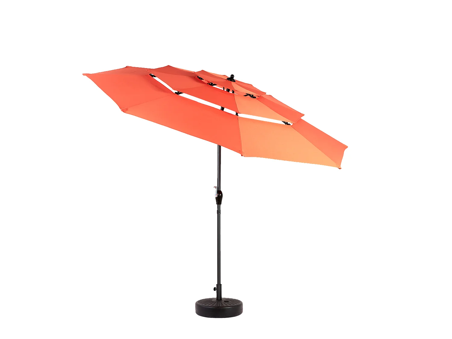 Parasol extérieur double face rectangulaire avec manivelle, structure en acier, orange (4,5x4,5x3m)