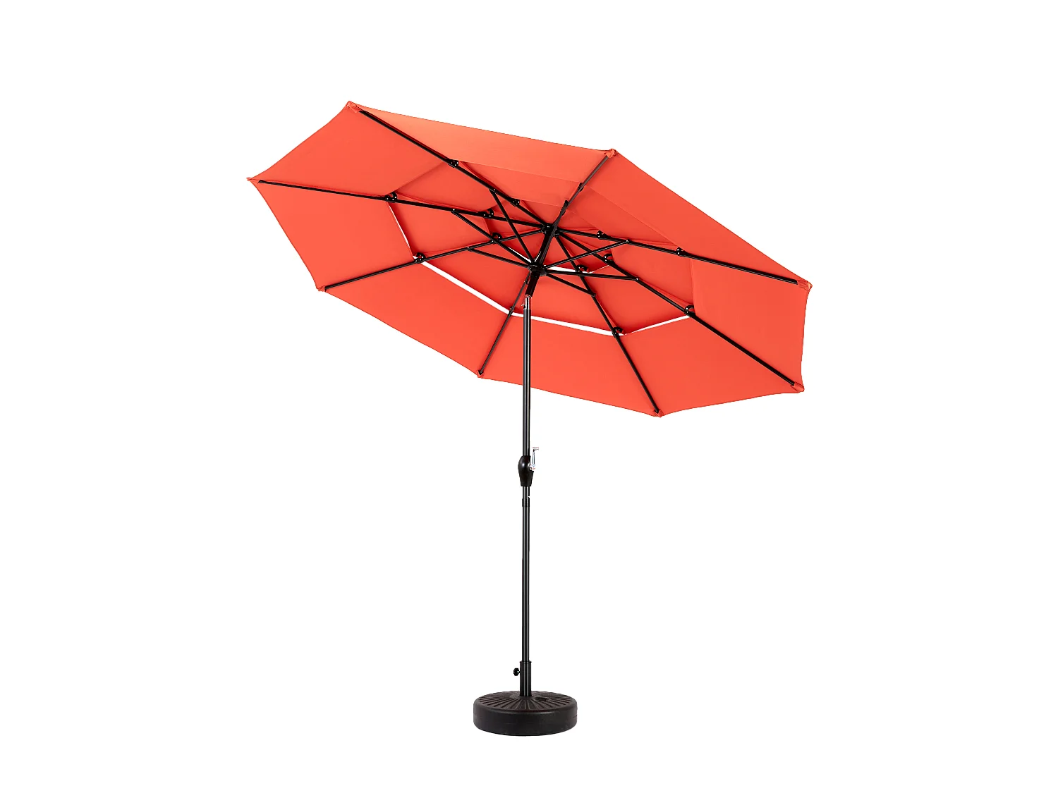 Parasol extérieur double face rectangulaire avec manivelle, structure en acier, orange (4,5x4,5x3m)