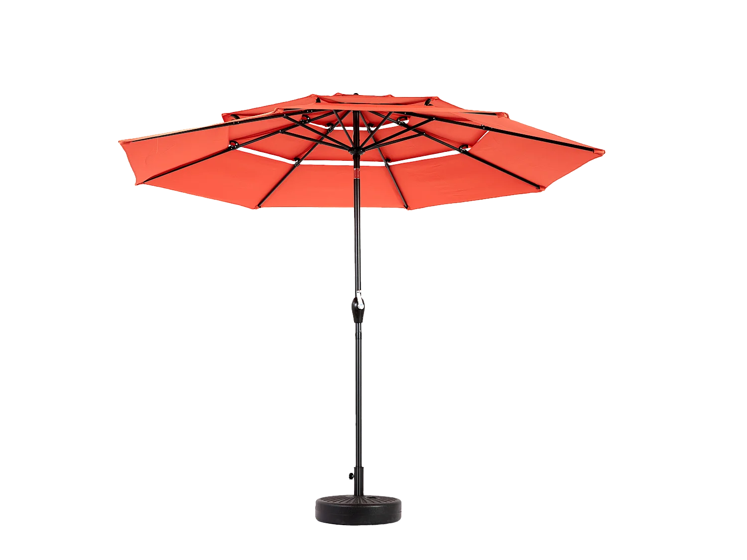 Parasol extérieur double face rectangulaire avec manivelle, structure en acier, orange (4,5x4,5x3m)