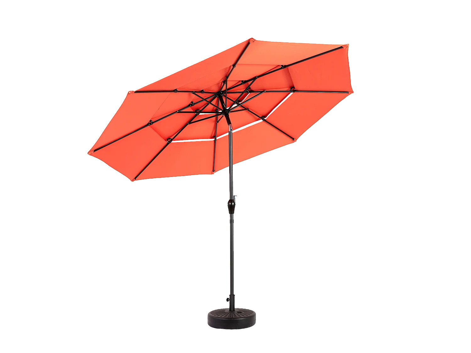 Parasol extérieur double face rectangulaire avec manivelle, structure en acier, orange (4,5x4,5x3m)