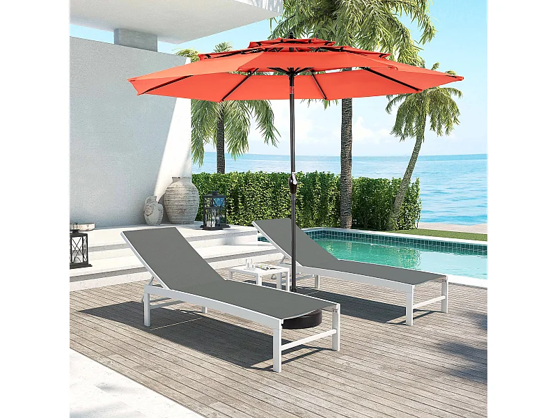 Parasol extérieur double face rectangulaire avec manivelle, structure en acier, orange (4,5x4,5x3m)