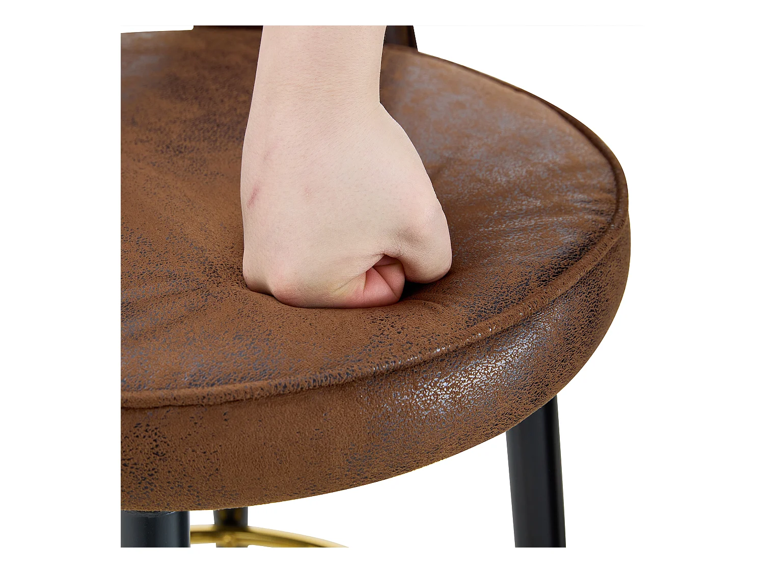 Tabouret de bar pivotant 360°, tissu technologique respirant, marron et noir, design ergonomique, confort optimal (48.2x43x91.5 cm)