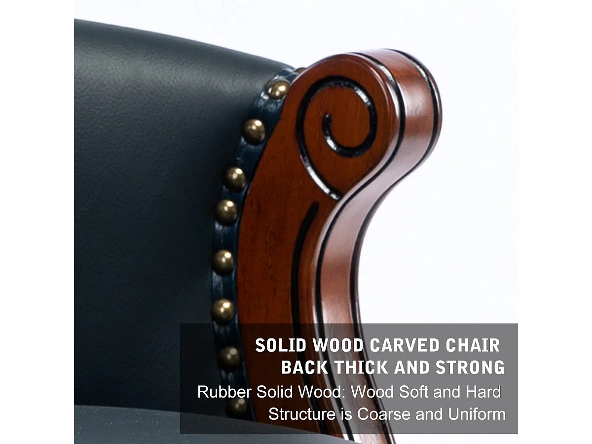 Tabouret de bar en cuir véritable avec dossier, pivotant à 360°, cadre en bois, bleu (54.8x54.8x96 cm)