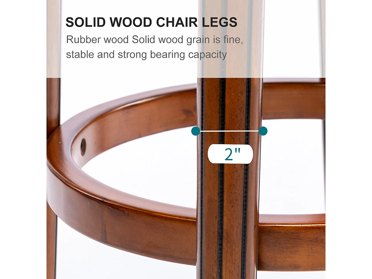 Tabouret de bar pivotant 360° – Cuir véritable, bois, avec dossier, design moderne, marron (54.8x54.8x96 cm)