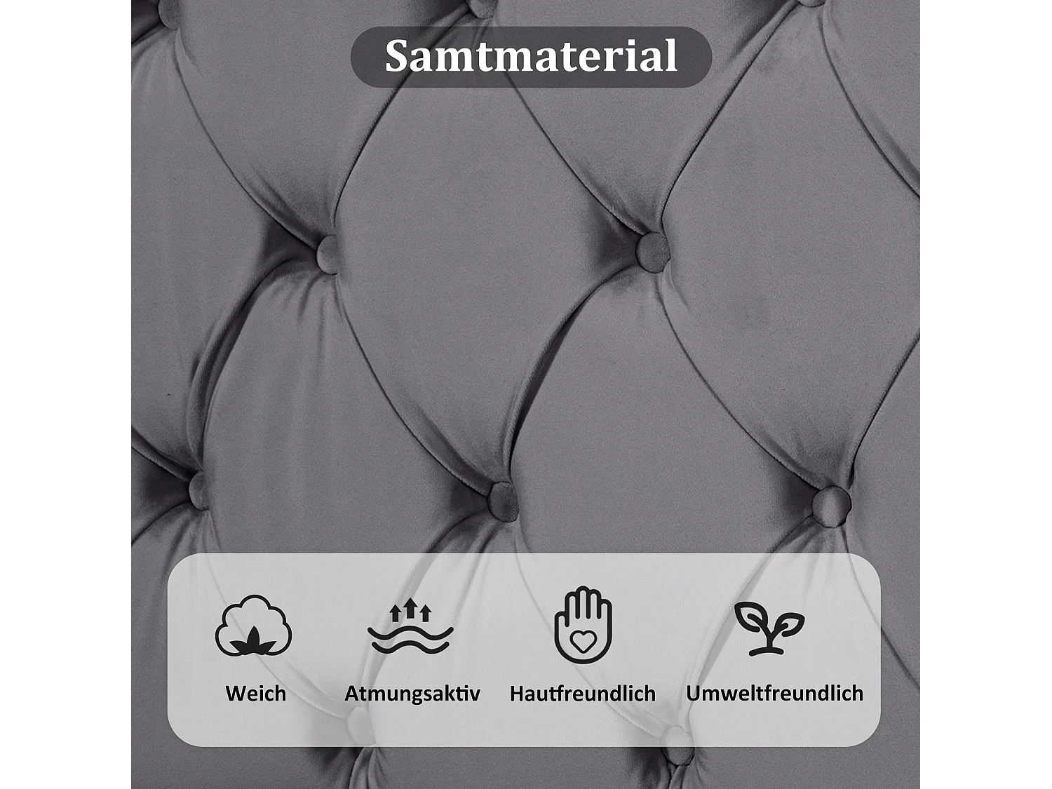 Fluwelen bed, hydraulisch verstelbaar hoofdeinde, 140x190 cm, met lattenbodem, grijs (209x149x91,5-96,5 cm)