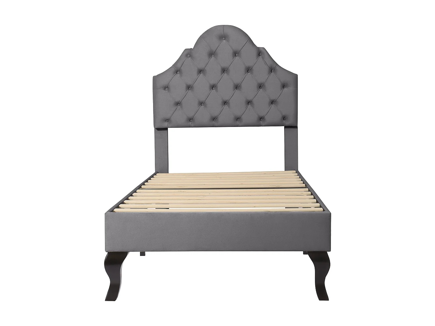 Fluwelen bed, hydraulisch verstelbaar hoofdeinde, 140x190 cm, met lattenbodem, grijs (209x149x91,5-96,5 cm)