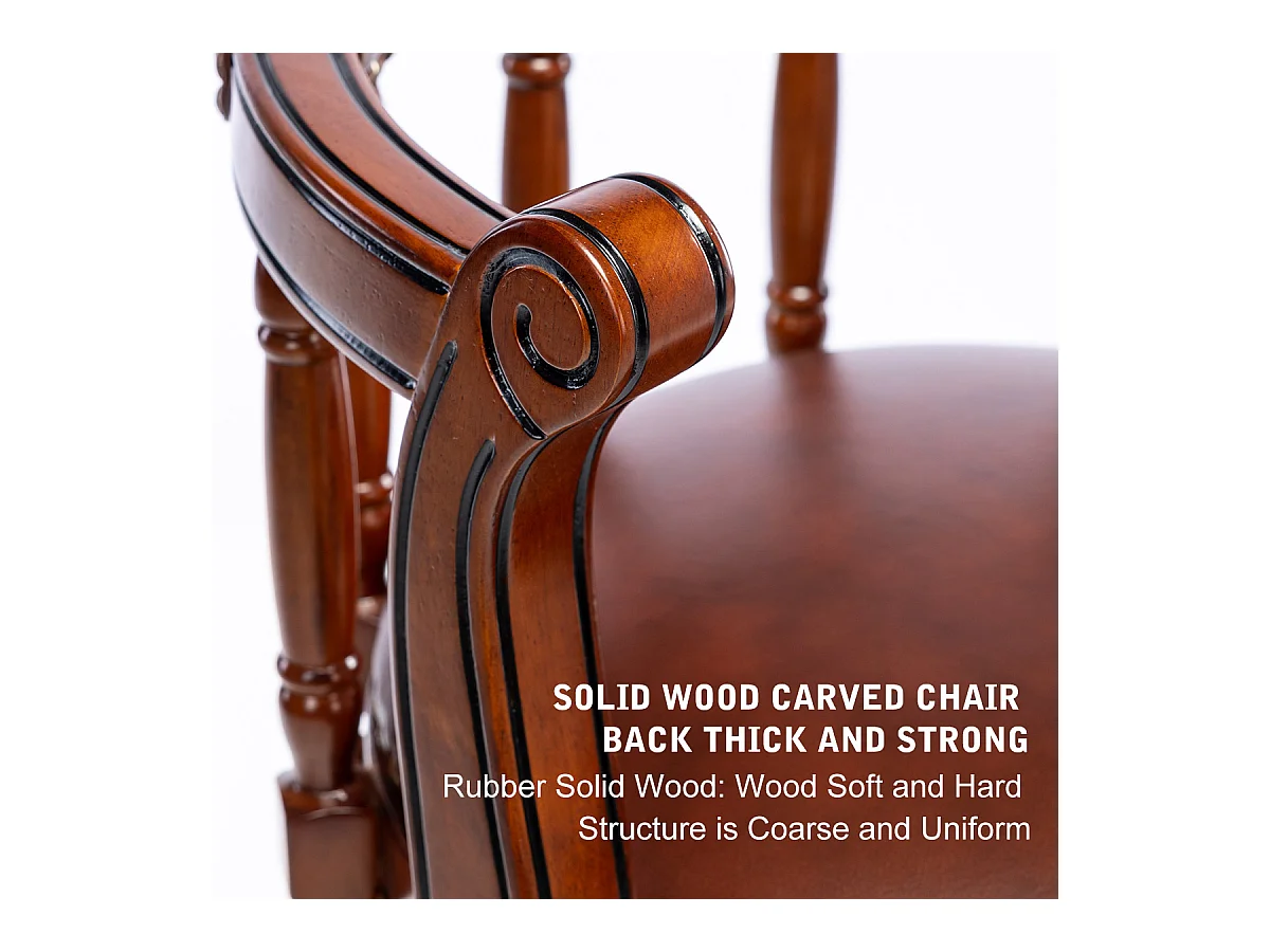 Tabouret de bar en cuir véritable – Design moderne avec dossier, cadre en bois, pivotant à 360°, marron (54.8x54.8x96 cm)