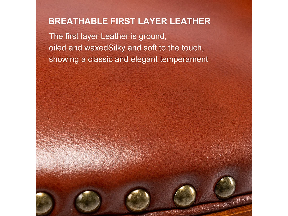 Tabouret de Bar Pivotant 360° en Cuir Véritable et Bois, Design Moderne, Bleu (54.8x54.8x96 cm)