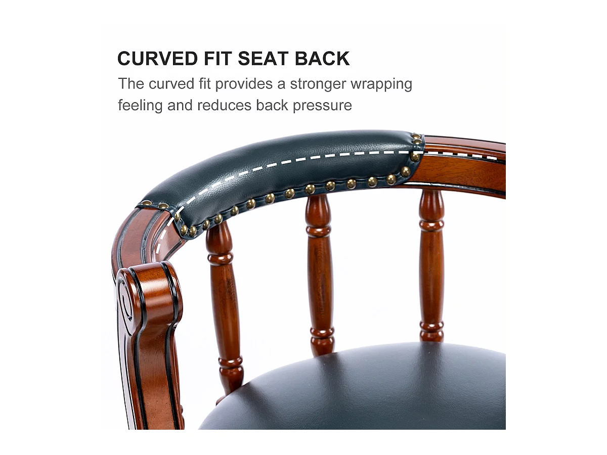 Tabouret de Bar Pivotant 360° en Cuir Véritable, Bois, Design Moderne, Bleu (54.8x54.8x96 cm)