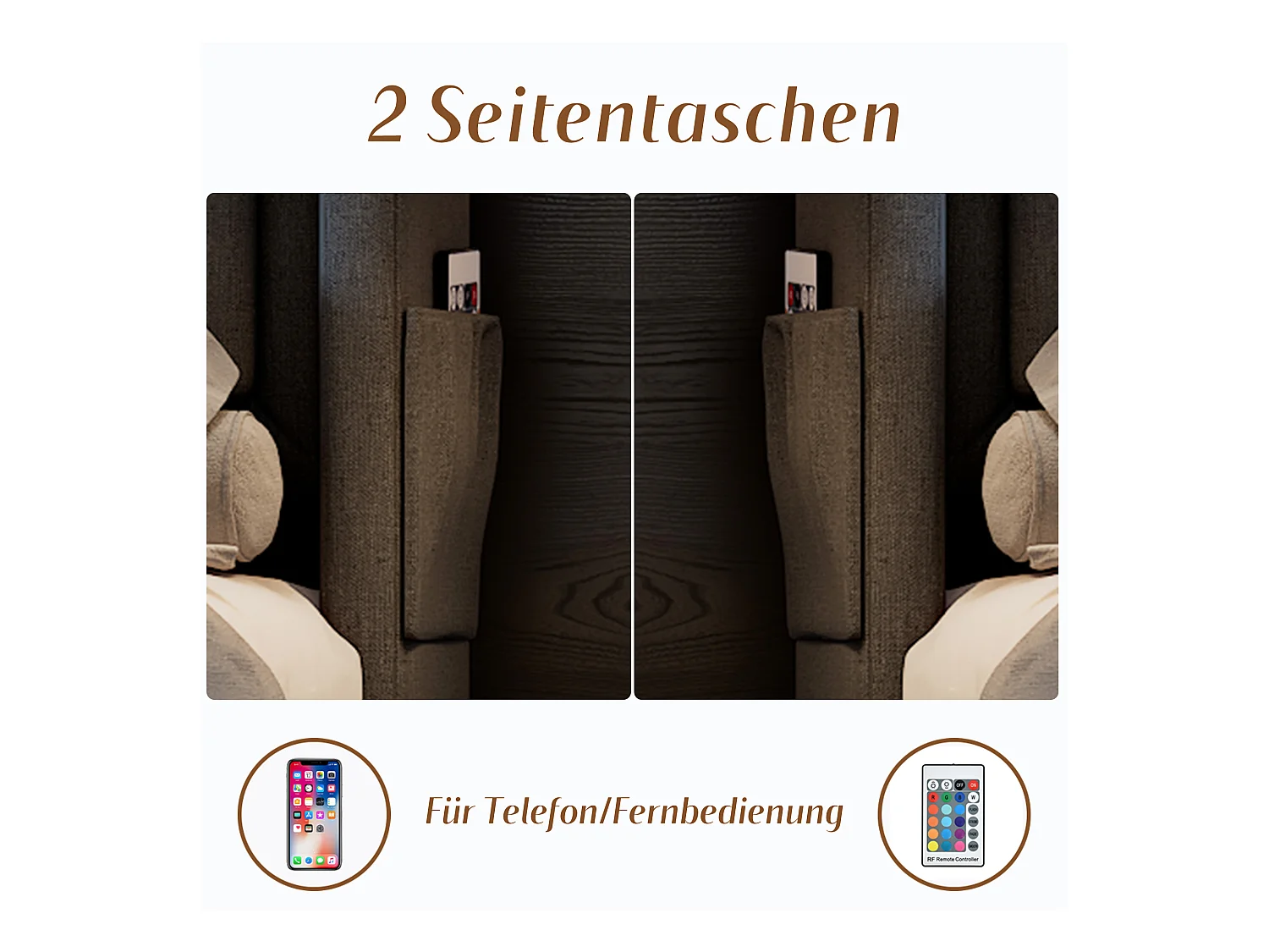 Lit double 160x200 avec tête de lit LED et port USB-C, 4 tiroirs de rangement, sommier en bois et métal, gris, (220x161x109 cm)